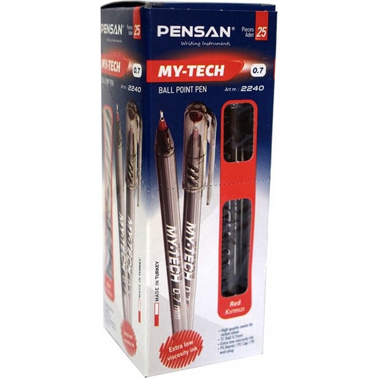 Pensan Kirmizi My-tech Tukenmez Kalem 25 Li