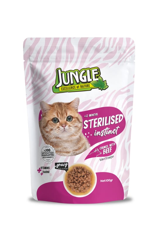 Jungle 100 Gr Pouch Kedi Maması Kısır Dana Eti Parçalı Jngo-003