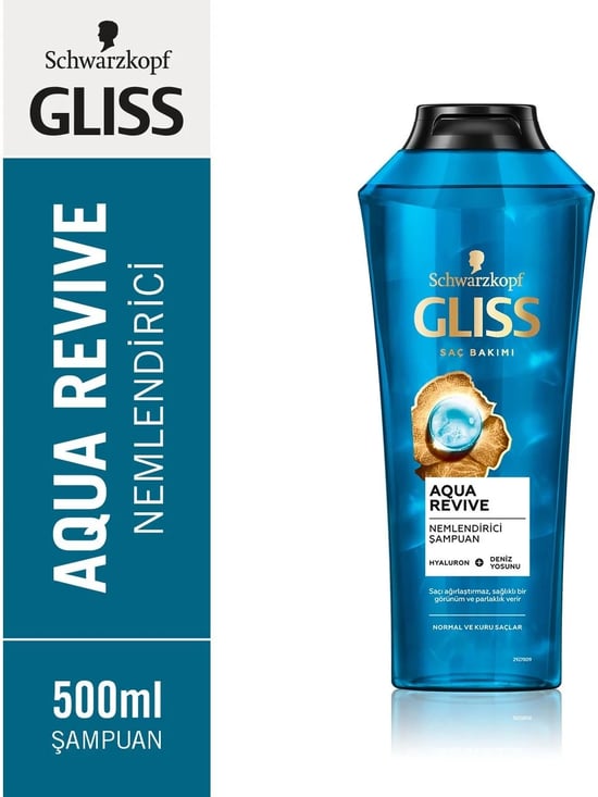 Gliss Schwarzkopf Aqua Revive Hyaluron ve Deniz Yosunu İçeren Şampuan 500ml