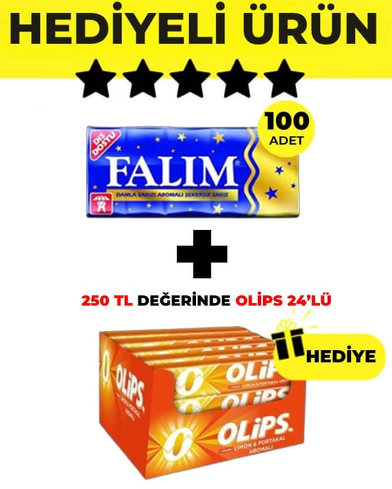 Falım (5'li 7gr X 100 Adet) - Olips (28gr X 24) Avantajlı Damla Sakız ve Şekerleme Paketi