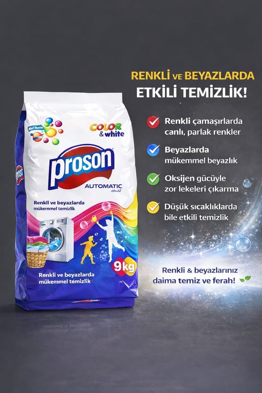 Proson Toz Matik 9 Kg Renkli ve Beyazlara Özel