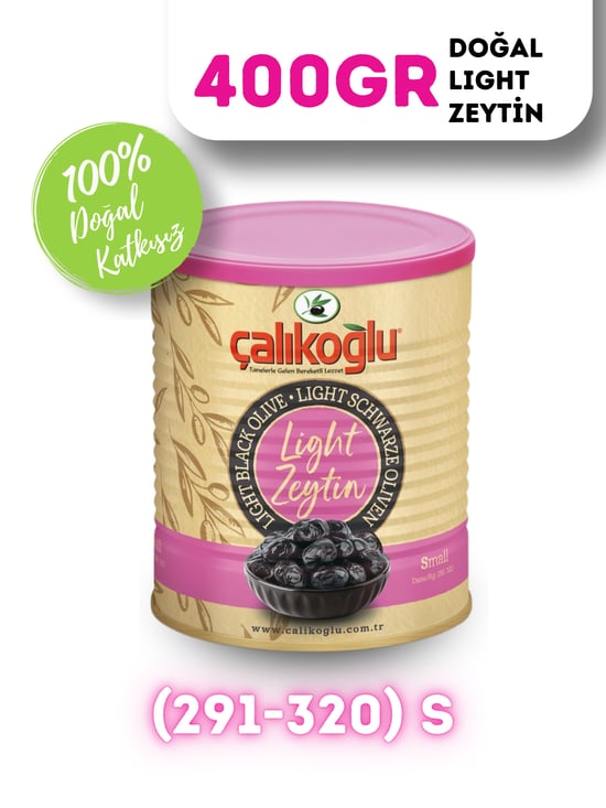 Çalıkoğlu Doğal Light Siyah Zeytin 400 Gr (291-320) S