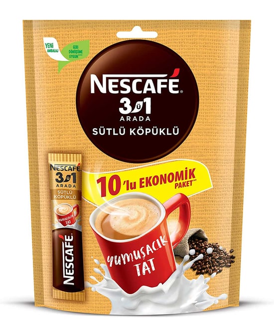 Nescafe 3'ü 1 Arada 17,4 Gr 10'lu Paket Sütlü Köpüklü