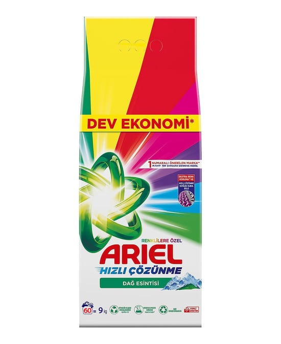 Ariel Toz Çamaşır Deterjanı 9 kg 60 Yıkama Dağ Esintisi Renkli