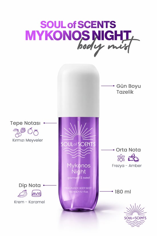 Soul Of Scents Mykonos Night Gourmand & Sweet Body Mist 180 Ml