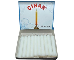 Çınar 20li Kısa Beyaz Mum