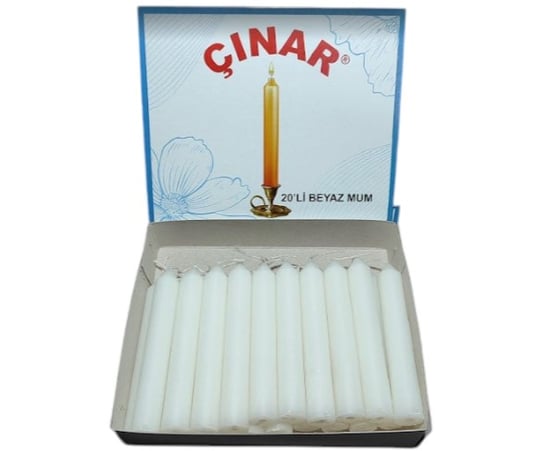 Çınar 20li Kısa Beyaz Mum