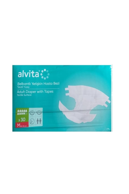 Alvita Bel Bantlı Yetişkin Hasta Bezi 30 Lu Mediun 85 Cm X 125 Cm