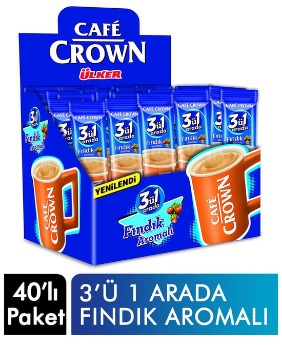 Cafe Crown Kahve 3'ü 1 Arada 40'lı Paket Fındıklı Aromalı