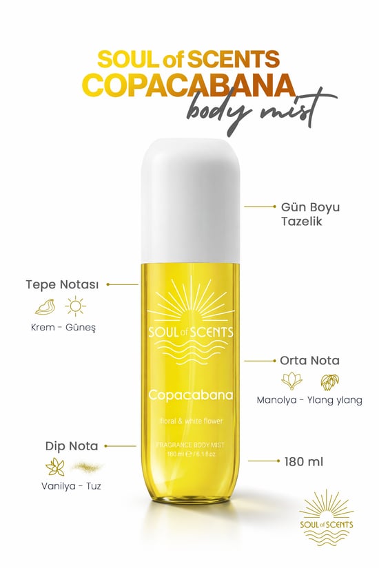 Soul Of Scents Copacabana Floral & White Flowers Body Mist 180 Ml