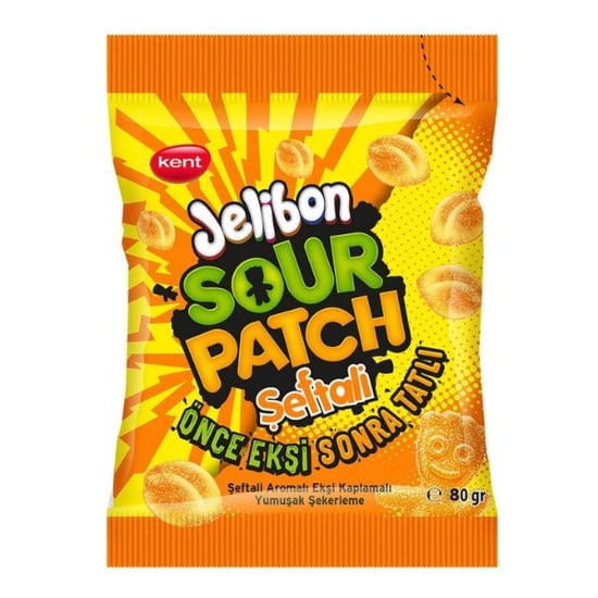 Kent Jelibon Sour Patch Şeftali Aromalı Yumuşak Şekerleme 80 Gr-24 Adet