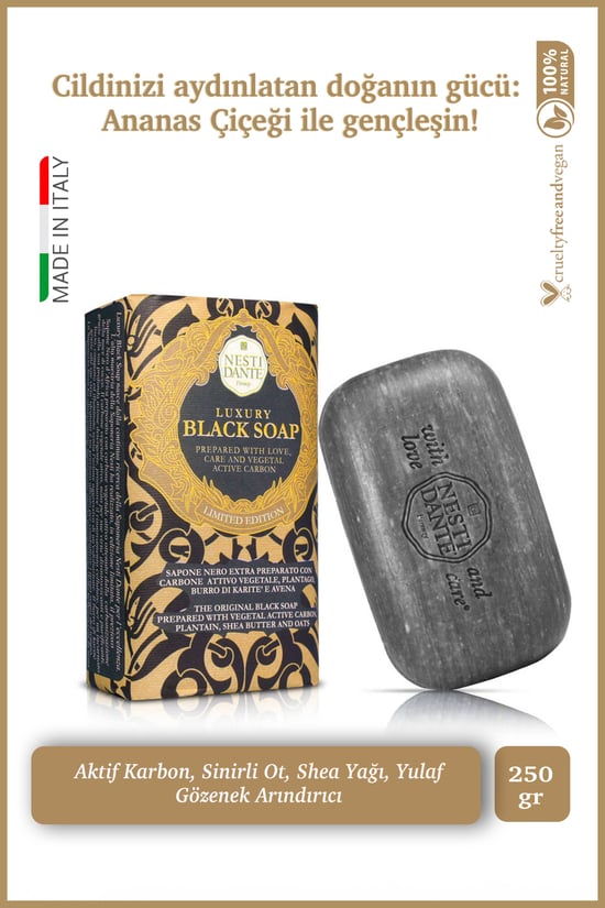 Nesti Dante Luxury Black Katı Sabun 250gr | Canlandırıcı ve Sıkıl