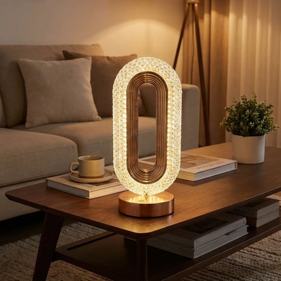 Buffer® Oval Şeklinde Kristal Led Masa Lambası – Dokunmatik, 3 Renk İşık Modlu, Şarjlı Dekoratif Gec