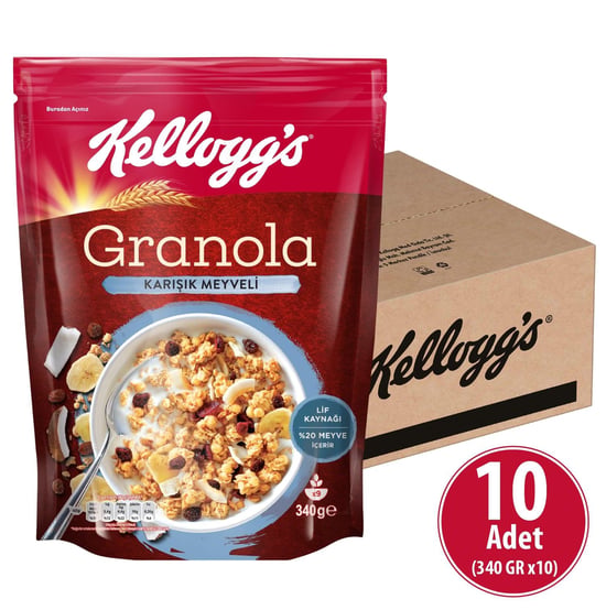 Kellogg's Granola Karışık Meyveli 340 Gr X 10 Adet