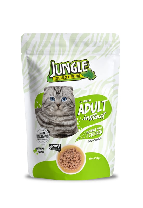Jungle 100 Gr Pouch Kedi Maması Yetişkin Tavuk Parçalı Jngo-005