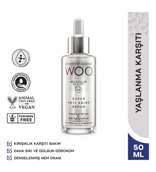 Woo Skin Expert Academy Super Anti Aging Yaşlanma, Kırışıklık ve Sarkma Karşıtı Serum 50ml Dolgunlaştırıcı Bakım