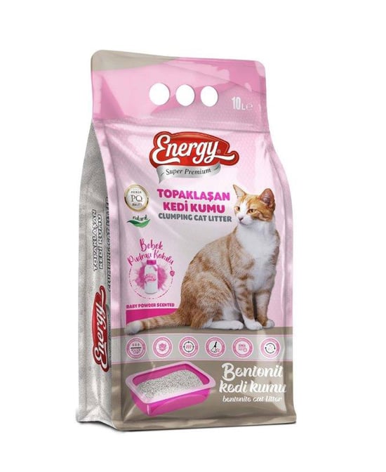 Energy Süper Premium Bentonit Kedi Kumu 10 Lt Pudra Kokulu