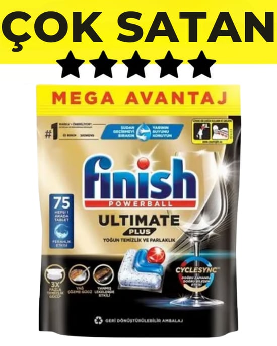 Finish Ultimate Plus Bulaşık Makinesi Deterjanı Tableti 75 Adet