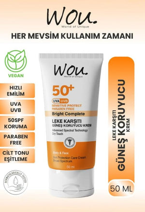 Wou Leke Karşıtı Yüksek Koruma Güneş Kremi Spf50+ 50 Ml