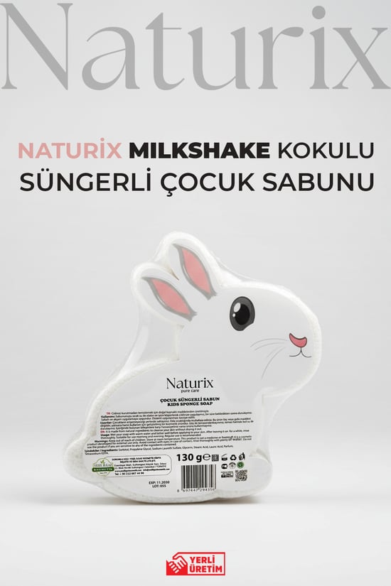 Naturix Çilekli Milkshake Kokulu Süngerli Çocuk Sabunu 130 gr