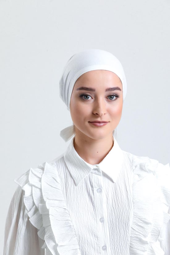 Hürrem Bone Krem Arkadan Bağlamalı Tesettür Bone Penye Düz Bone 1011_40