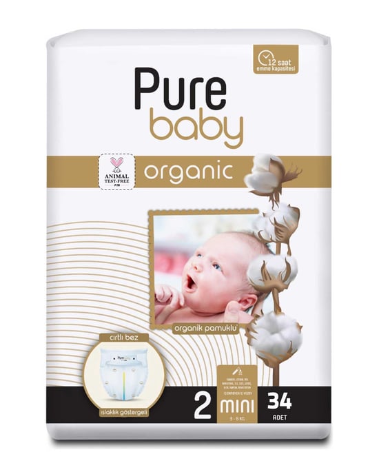 Pure Baby Bebek Bezi Pamuk Jumbo Paket Mini 34'lü