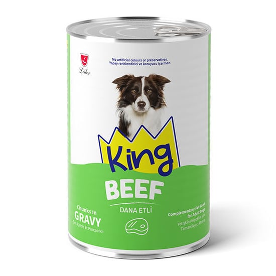 King Sos İçerisinde Et Parçacıklı Dana Etli Köpek Yaş Maması 400 Gr