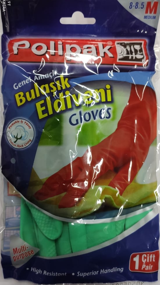 Polipak Bulaşık Eldiveni 8-8,5 Medıum Yeşil