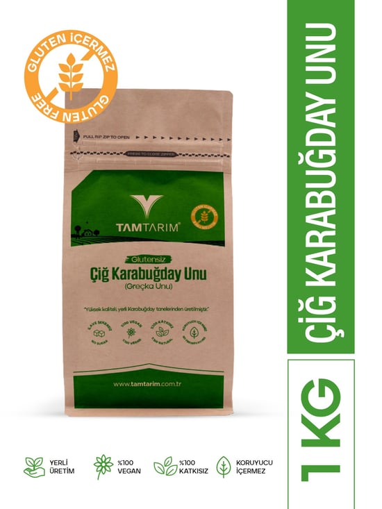 Tam Tarım Glutensiz Çiğ Karabuğday Unu 1 KG