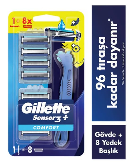 Gillette Sensor 3 Plus Comfort Makine + 8 Bıçak