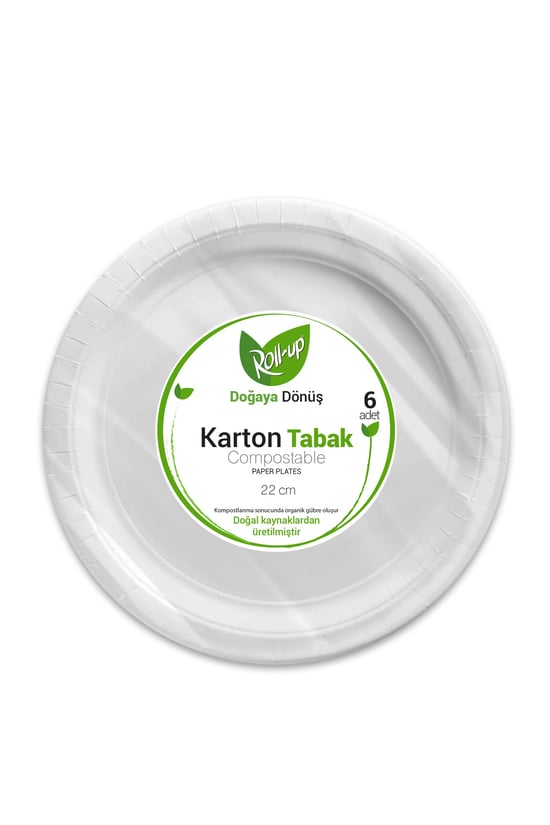 Roll-up Doğa Dostu Karton Tabak 22cm 6lı