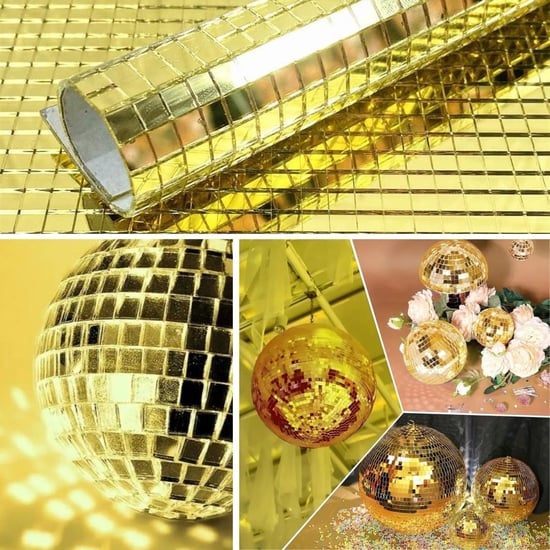 Buffer® Kare Gold Cam Mozaik Fayans Çıkartmaları El İşi Kare Cam Fayans Kendinden Yapışkanlı Aynalı