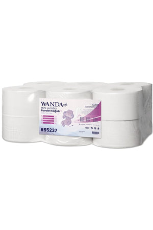 Wanda Soft Mini Jumbo Tuvalet Kağıdı 6 Kg 145m Rulo - 12'lı Paket - 2 Katlı, 21cm Yaprak Eni