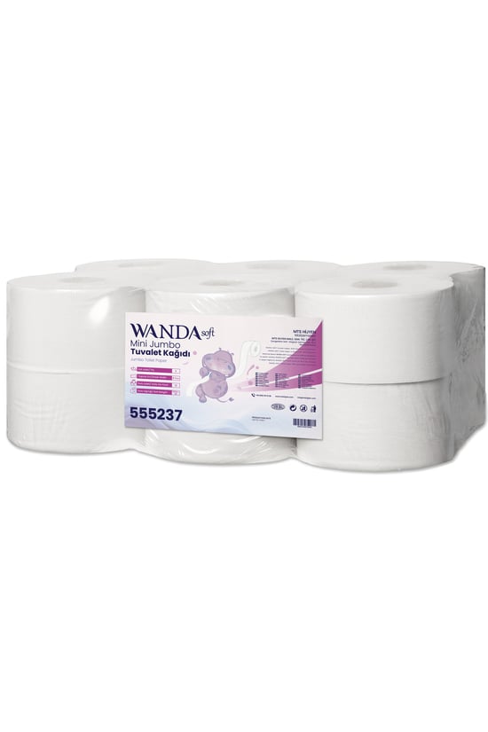 Wanda Soft Mini Jumbo Tuvalet Kağıdı 6 Kg 145m Rulo - 12'lı Paket - 2 Katlı, 21cm Yaprak Eni