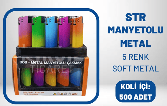 Str Dolumlu Metal Platinli Çakmak (soft Metal)