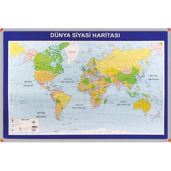 Dünya Siyasi Haritasi (alüminyum Çerçeve)