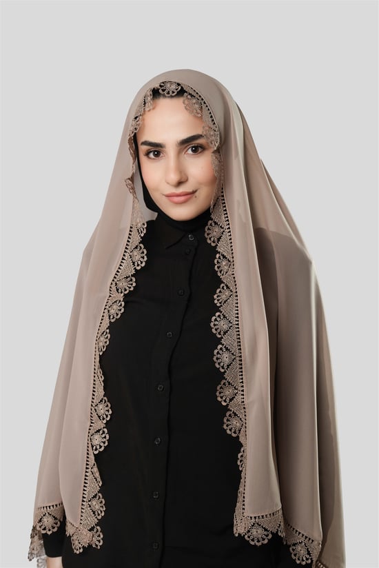 Hürrem Bone Vizon Namaz Başörtüsü Şal Şifon Güpürlü 202106_10