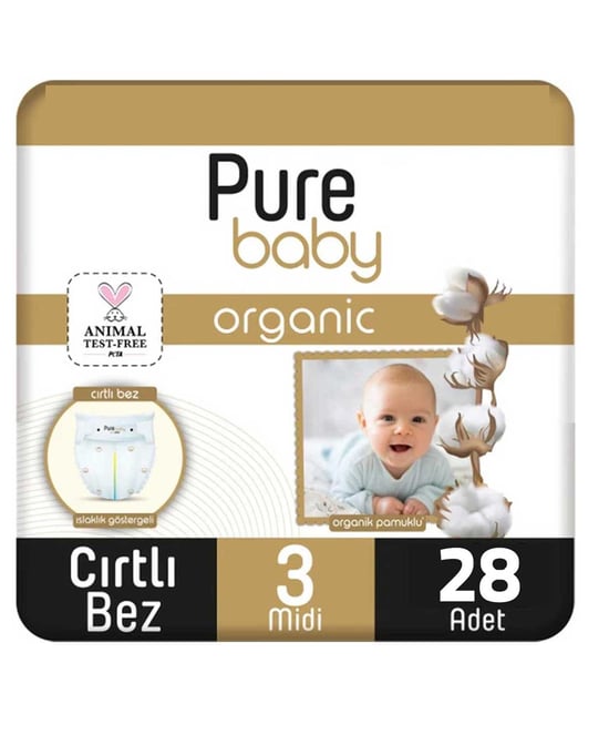Pure Baby Bebek Bezi Pamuk Jumbo Paket Midi 28'li