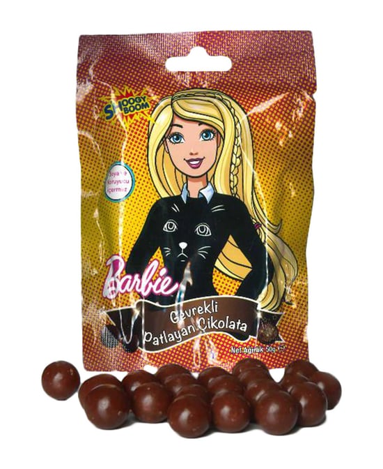 Hleks Barbie Shoogy Boom Çikolata Kaplı Patlayan Şeker 50 Gr X 12'li Paket
