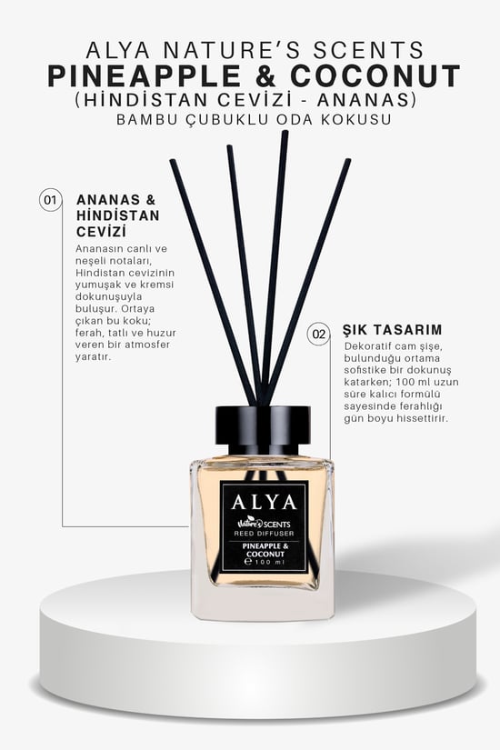 Alya Nature's Scents Pineapple & Coconut Bambu Çubuklu Oda Kokusu- Ananas & Hindistan Cevizi Kokusu