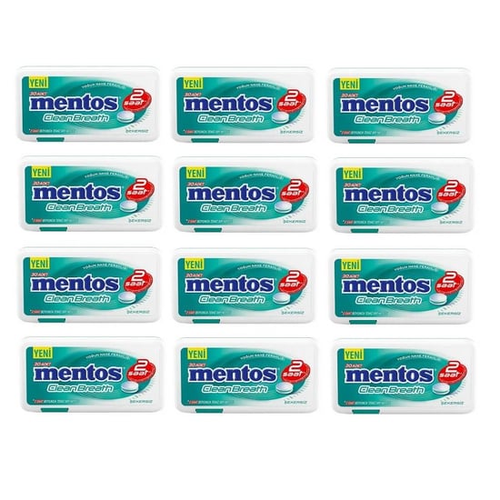 Mentos Clean Breath 2 Saat Yoğun Nane Ferahlığı 21 Gr X 12 Adet