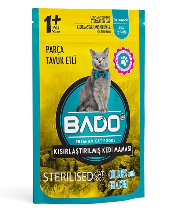 Bado Yaş Mama Kedi Maması 85 Gr Kısırlaştırılmış Parça Etli