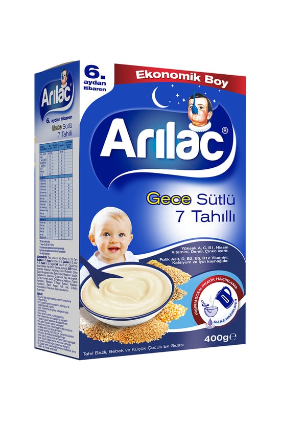 Arılac Ek Gıda 400 g Sütlü & 7 Tahıllı Gece 6-36 Ay