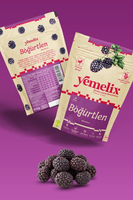 Yemelix Freeze Dried Böğürtlen Kuru Meyve Cipsi - Dondurularak Kurutulmuş Böğürtlen 15g
