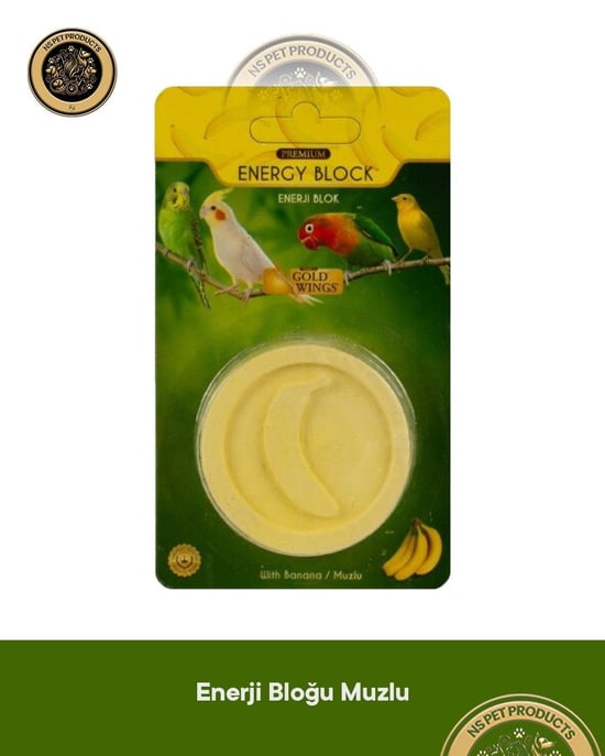 Gold Wings Premium Kuşlar için Enerji Bloğu Gaga Taşı Muzlu