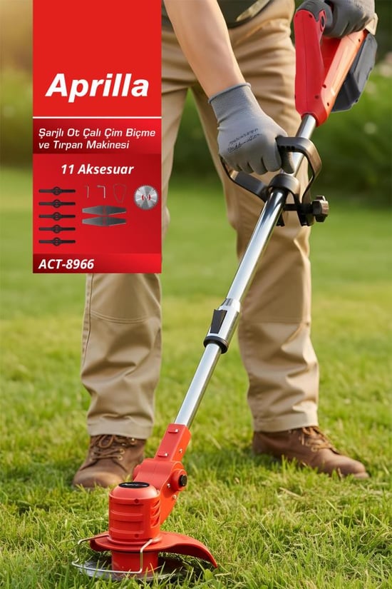 Act-8966 Şarjlı Ot ve Çim Biçme Makinesi | 21v Güç, 11 Aksesuar, Ergonomik Tasarım