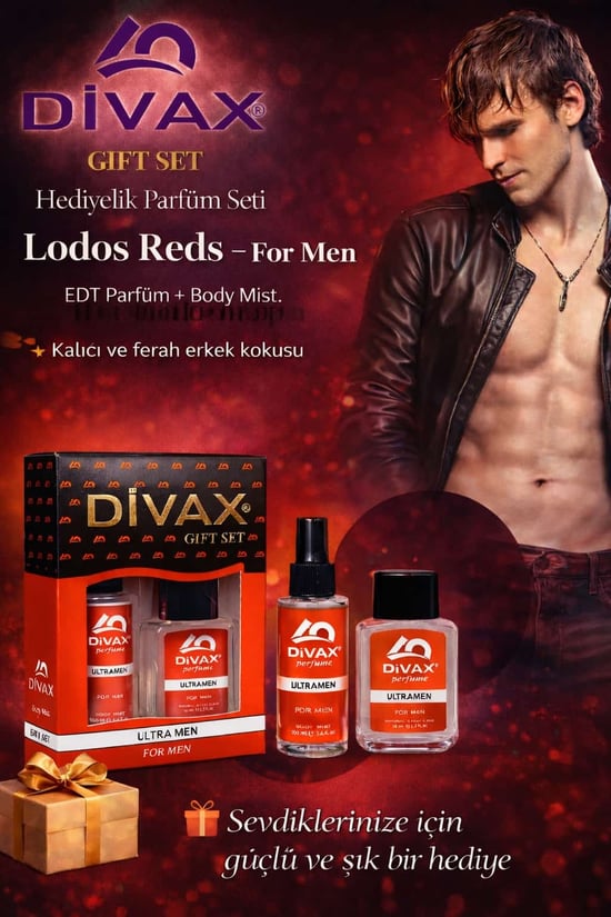 Divax Kofre Set Erkek Parfümü Lodos Reds 50 Ml. Edc + 100 Ml. Body Mist