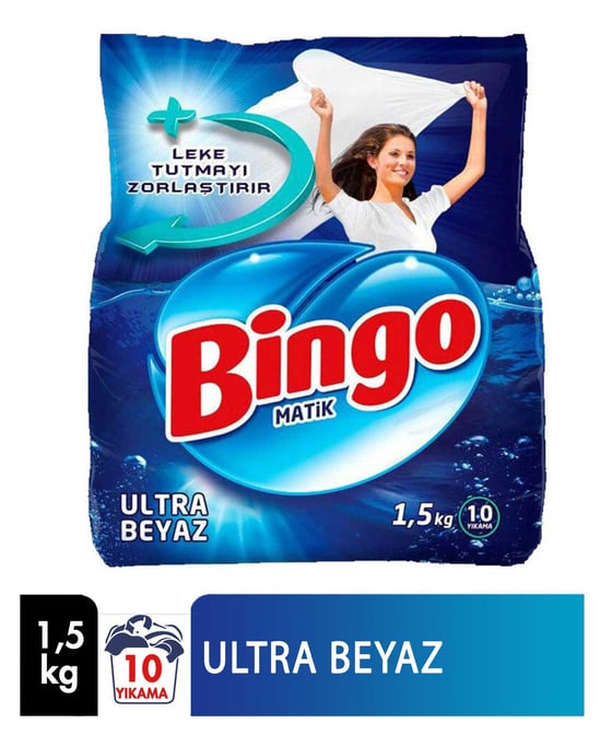 Bingo Toz Çamaşır Deterjanı 1,5 Kg 10 Yıkama Ultra Beyaz