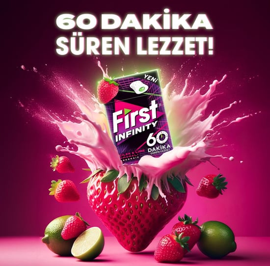First İnfinity 60 Dk Çilek&lime Aromalı Sakız - 12 Adet