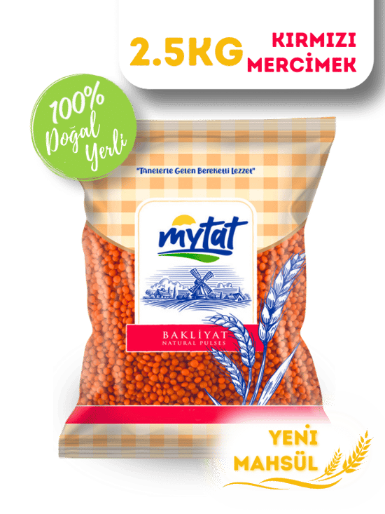 Mytat Doğal Yerli Üretim Kırmızı Futboltane Mercimek 2.5 Kg